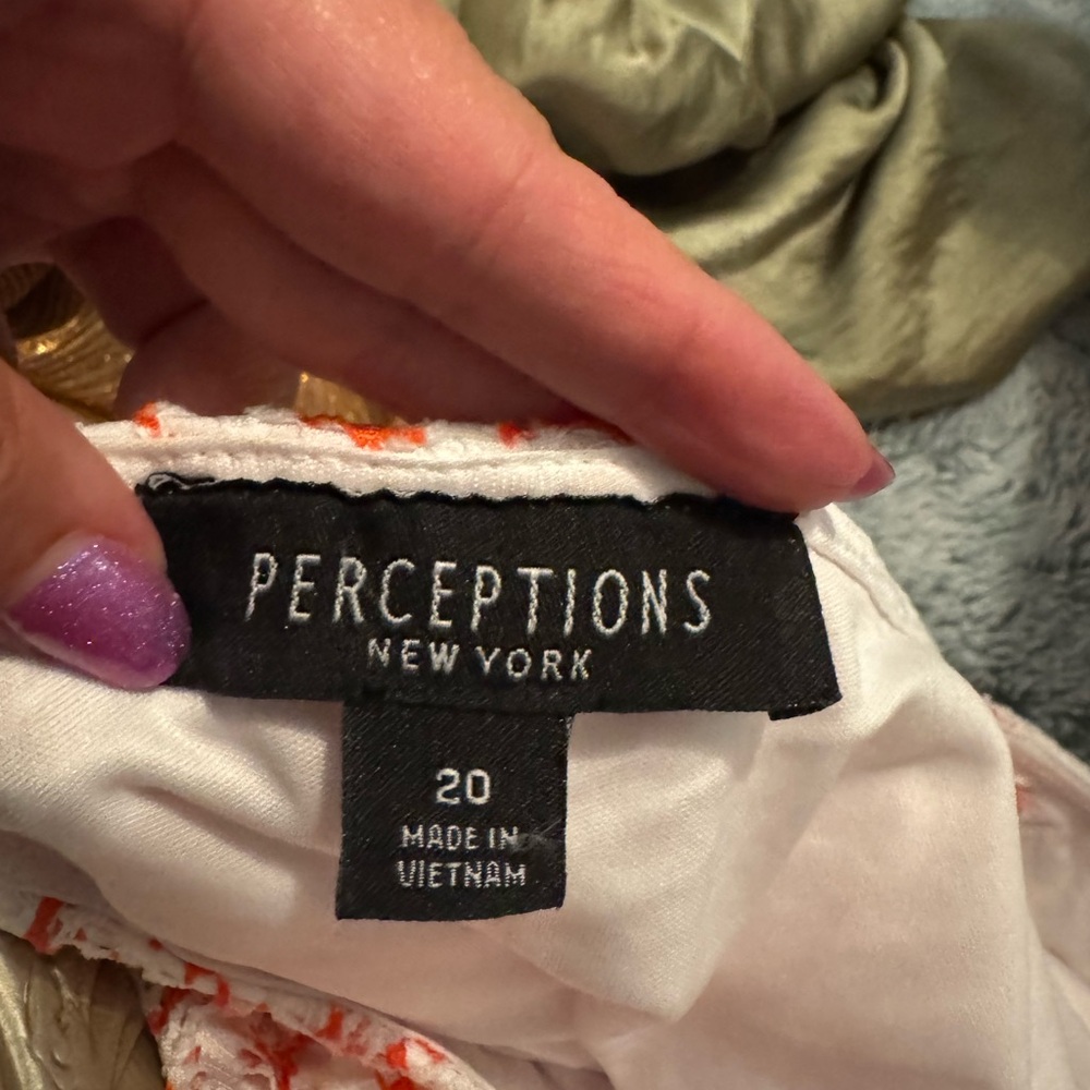 Perceptions Red And White Leaf Pattern Dress. Siz… - image 8